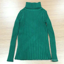 Full Sleeve Children Girl Rib Knit Turtleneck Winter Wear Sweater